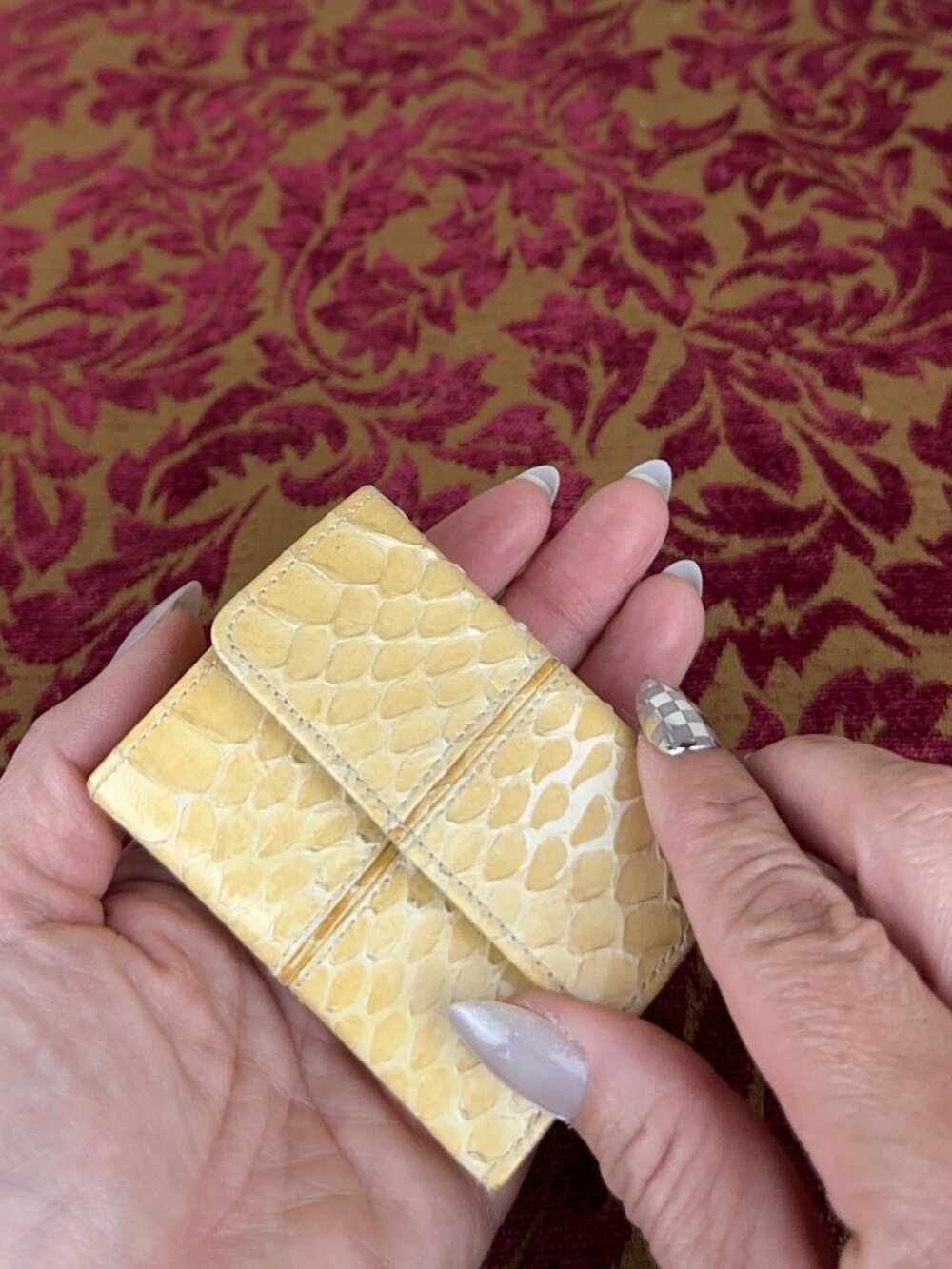 Vintage Judith Leiber Snake Skin Leather Mini Folding Wallet Coin Purse